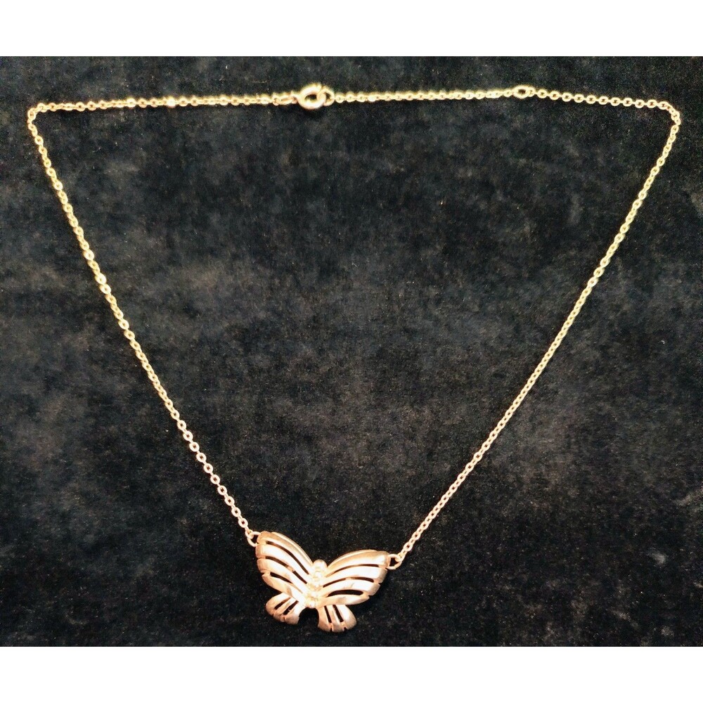 Vintage Sarah Coventry Open Design Butterfly Necklace Gold Tone Y2K Dainty